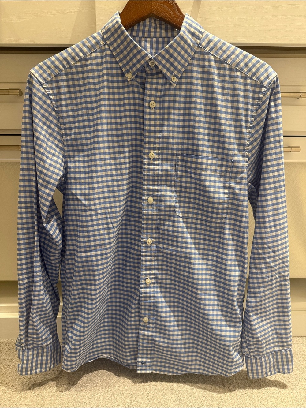 Vineyard Vines Light Blue and White Gingham Button-Down Shirt